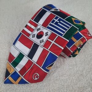 Steven Harris World Flags Multicolor Pattern Men's Tie Hand Made